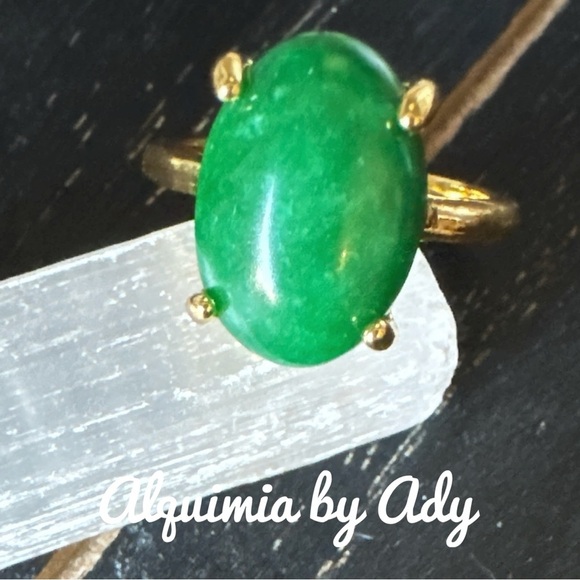 Alquimia Green Gemstone Gold Ring Statement Jewelry imperial jade - Picture 1 of 2